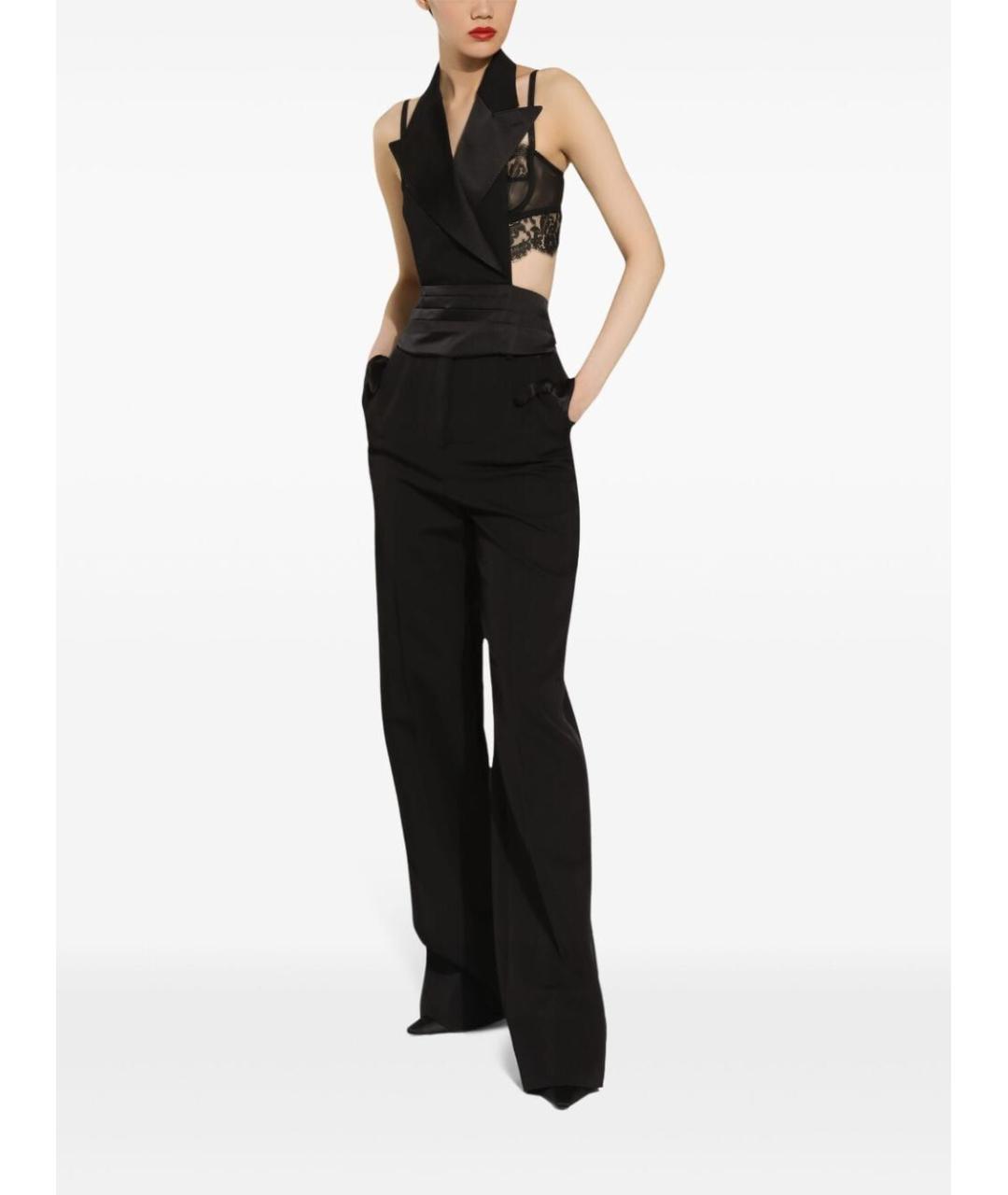 DOLCE&GABBANA Черные шерстяные прямые брюки, фото 2