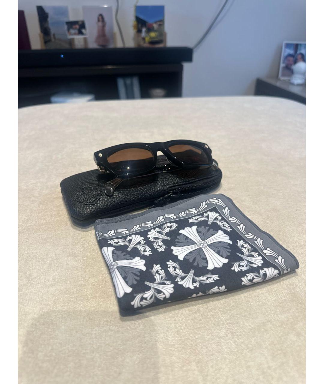 CHROME HEARTS Коричневые пластиковые солнцезащитные очки, фото 4