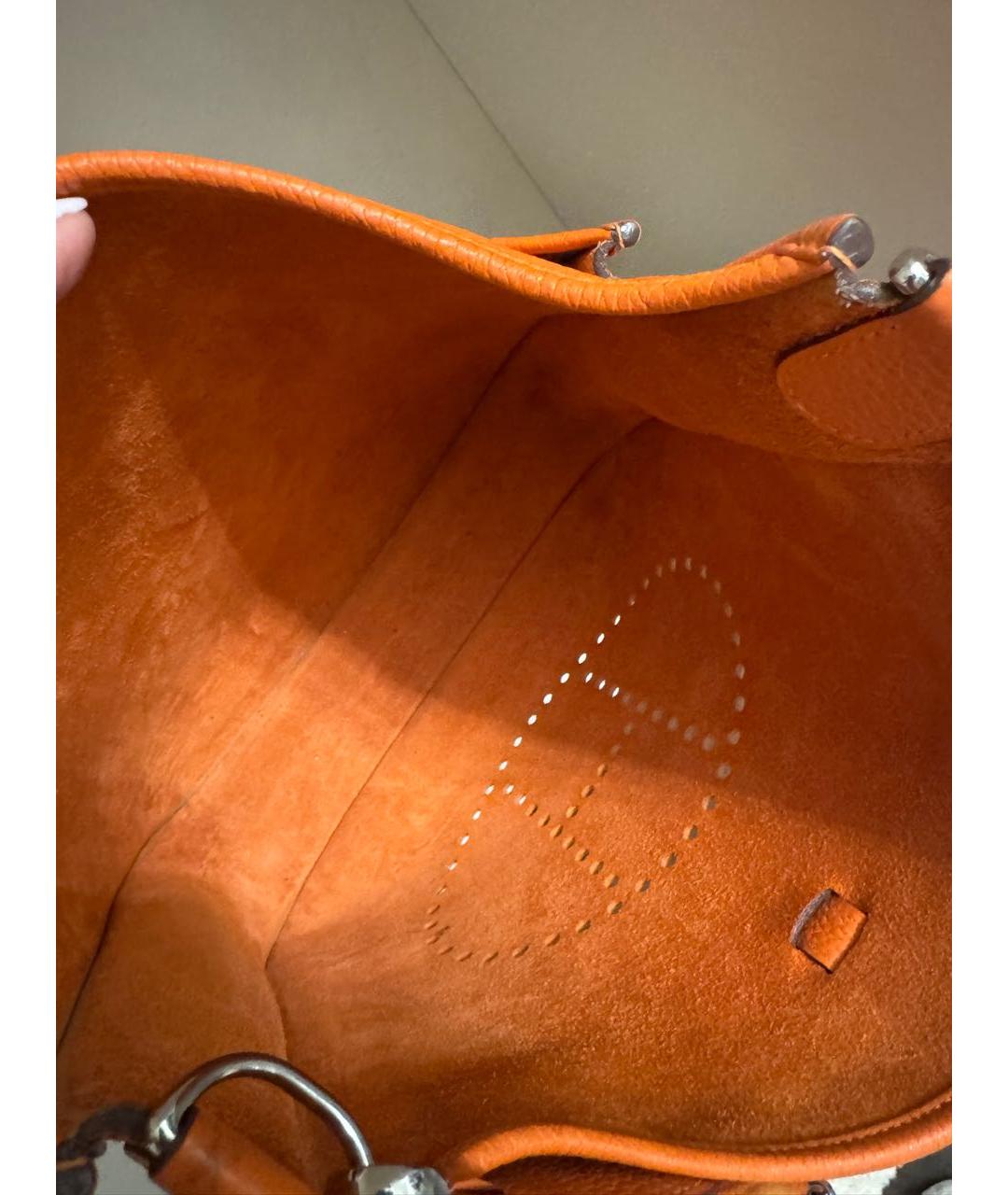 HERMES Оранжевая кожаная сумка через плечо, фото 4