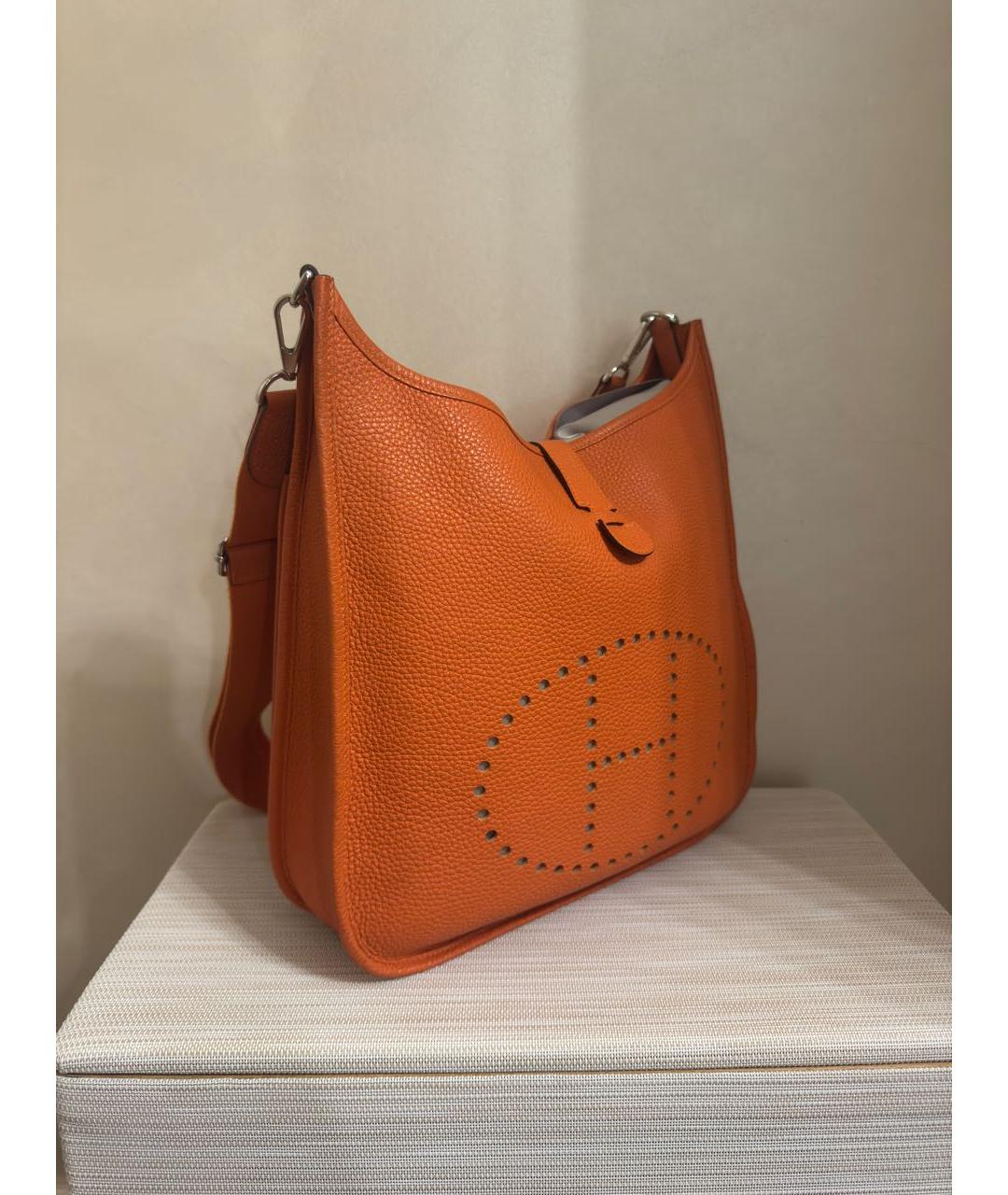HERMES Оранжевая кожаная сумка через плечо, фото 2