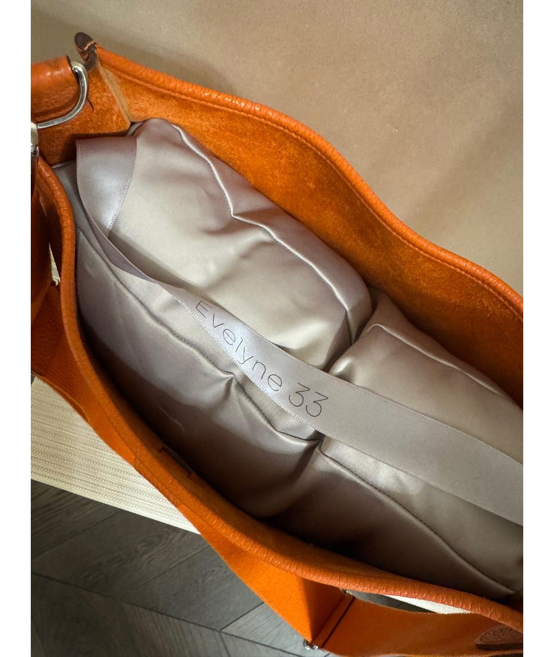 HERMES Оранжевая кожаная сумка через плечо, фото 5