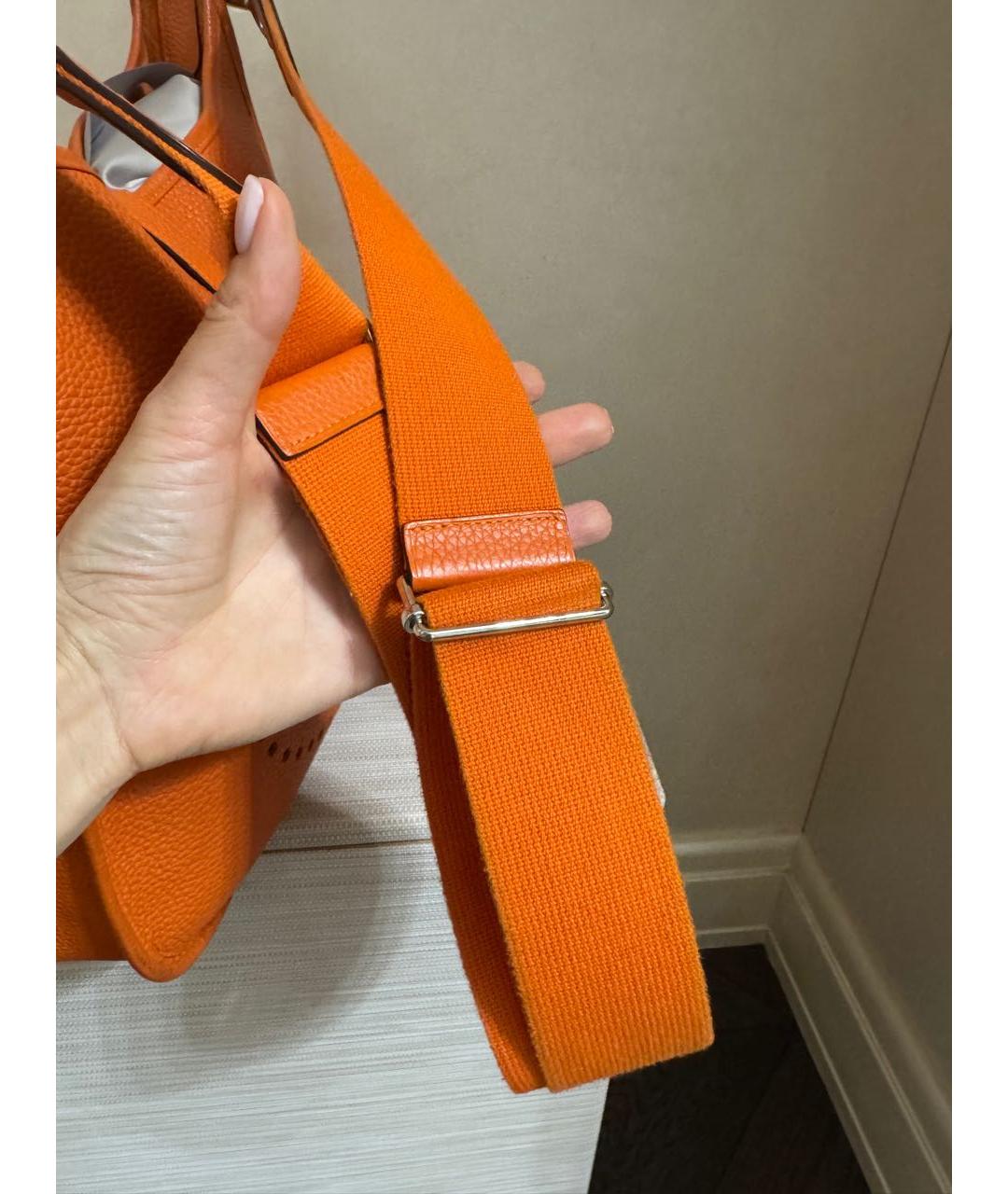 HERMES Оранжевая кожаная сумка через плечо, фото 8