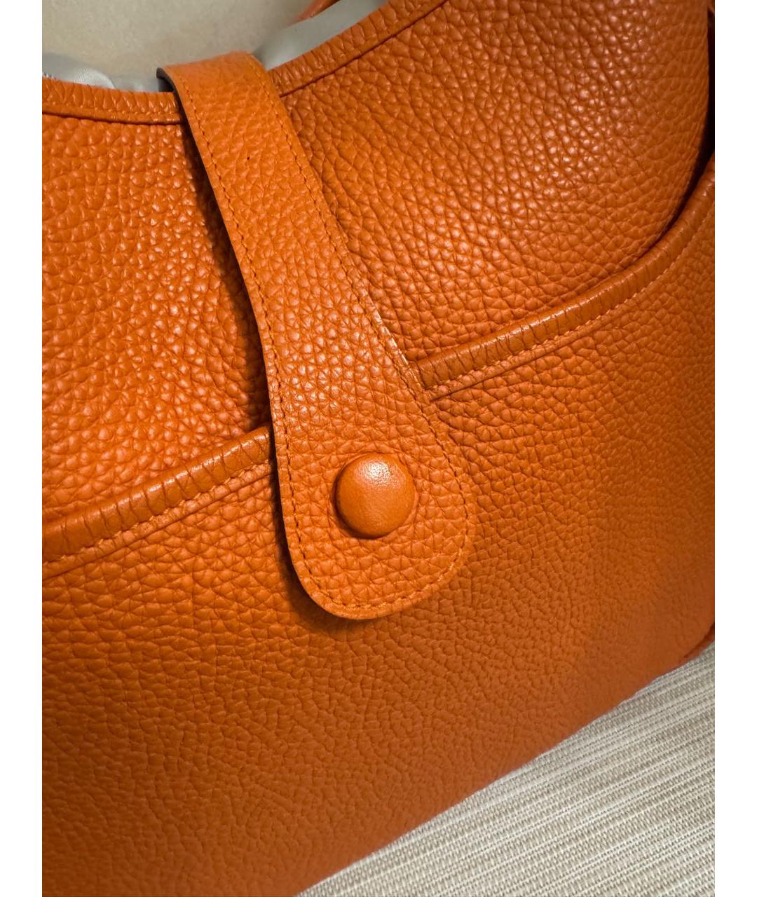 HERMES Оранжевая кожаная сумка через плечо, фото 6