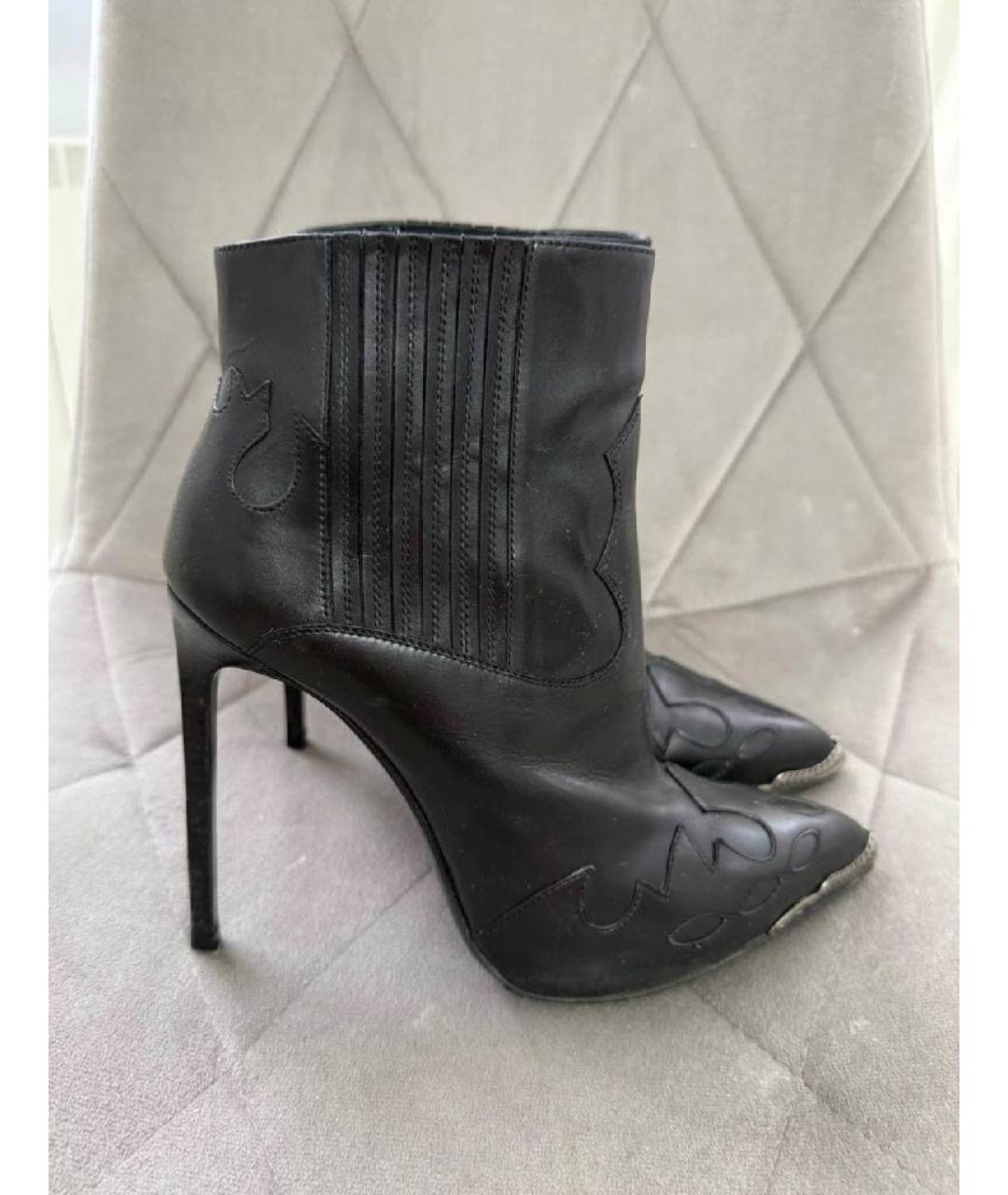 SAINT LAURENT Черные кожаные ботильоны, фото 8