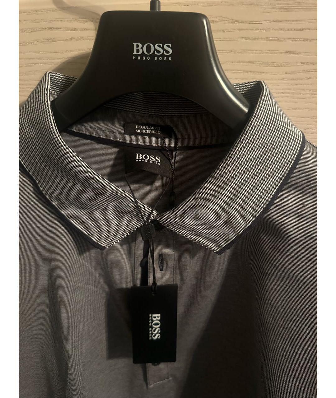 HUGO BOSS Серое хлопковое поло с длинным рукавом, фото 3