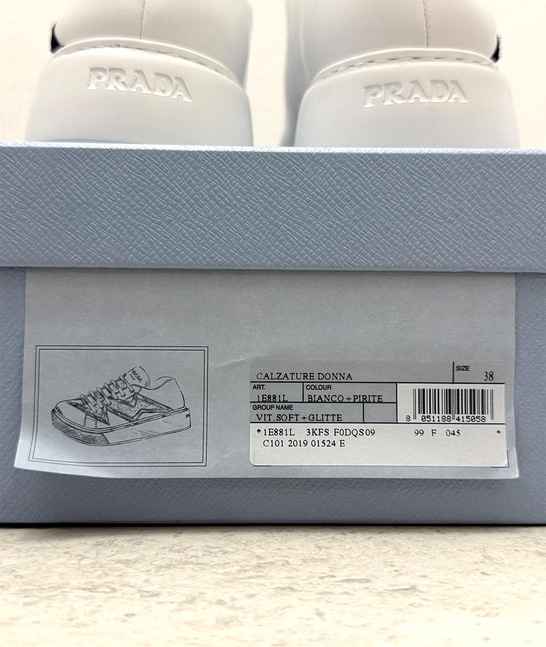 PRADA Белые кожаные кеды, фото 8
