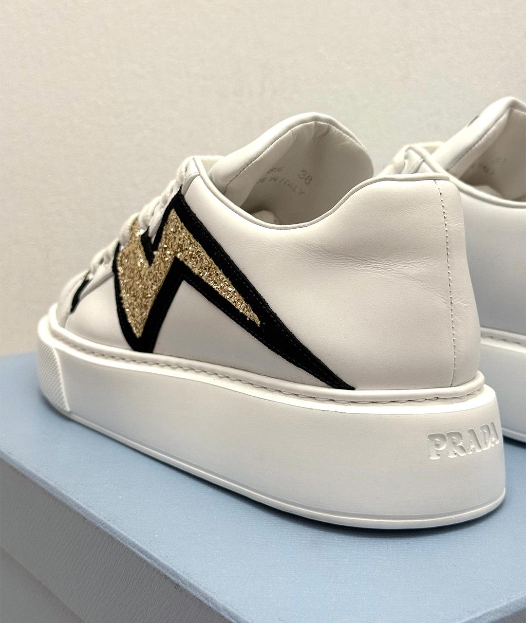 PRADA Белые кожаные кеды, фото 7