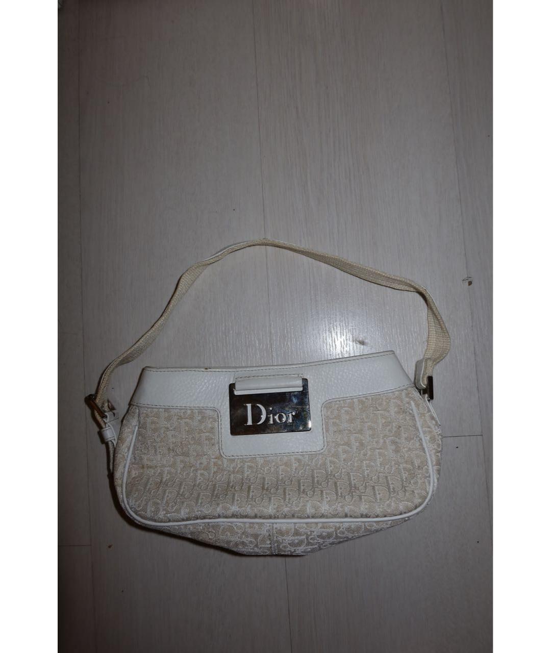 CHRISTIAN DIOR Белая кожаная сумка с короткими ручками, фото 2