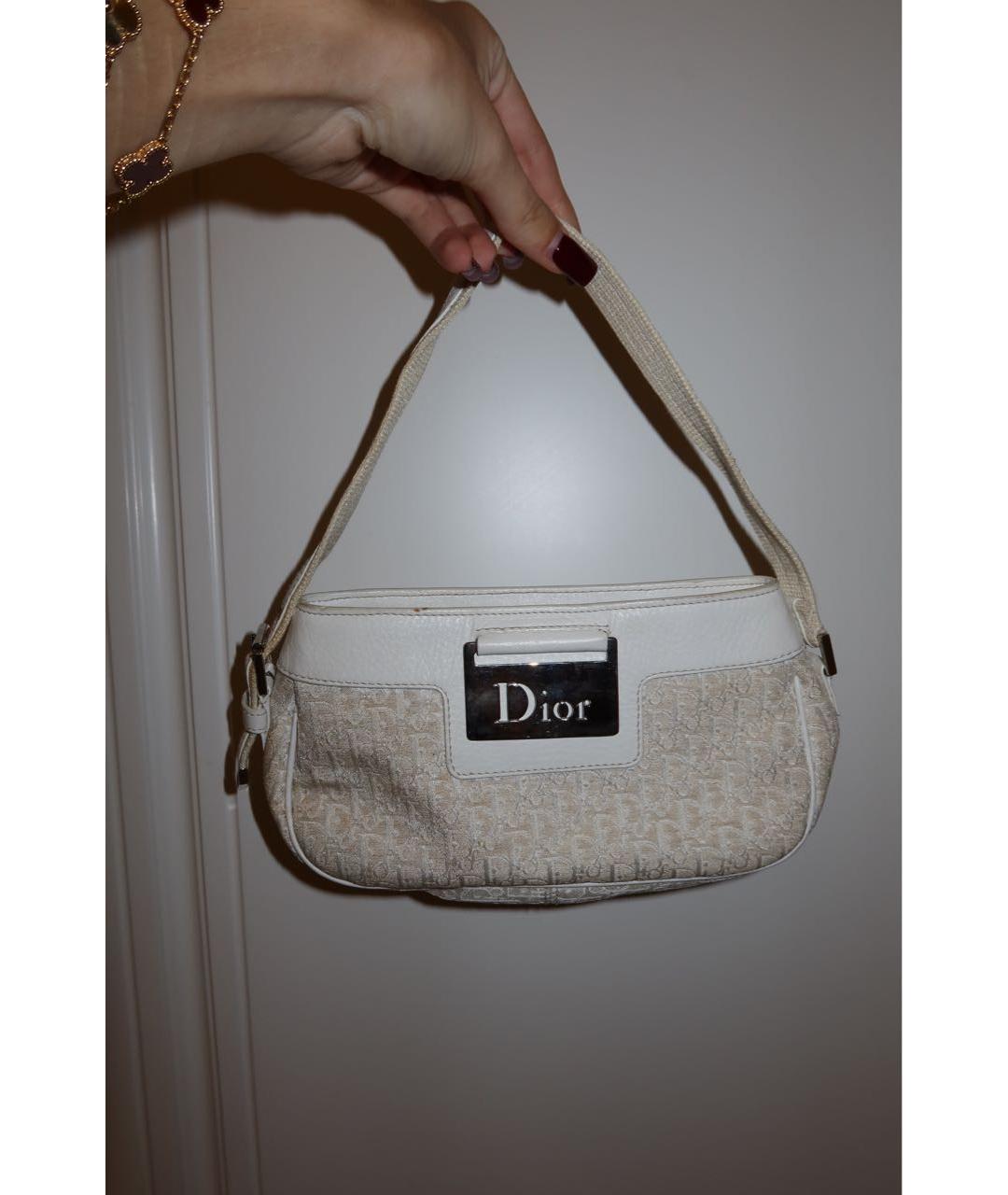 CHRISTIAN DIOR Белая кожаная сумка с короткими ручками, фото 5
