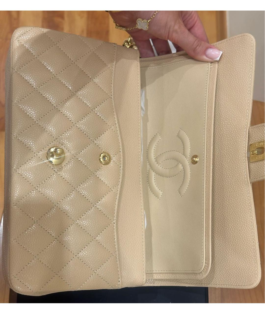 CHANEL Бежевая кожаная сумка через плечо, фото 6