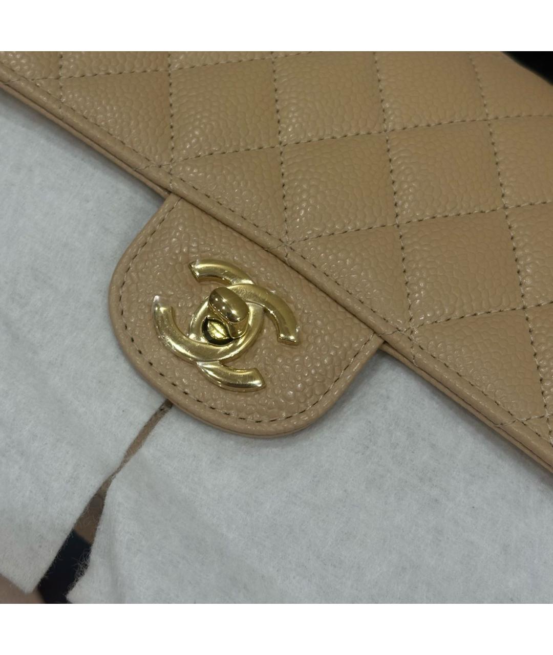 CHANEL Бежевая кожаная сумка через плечо, фото 8