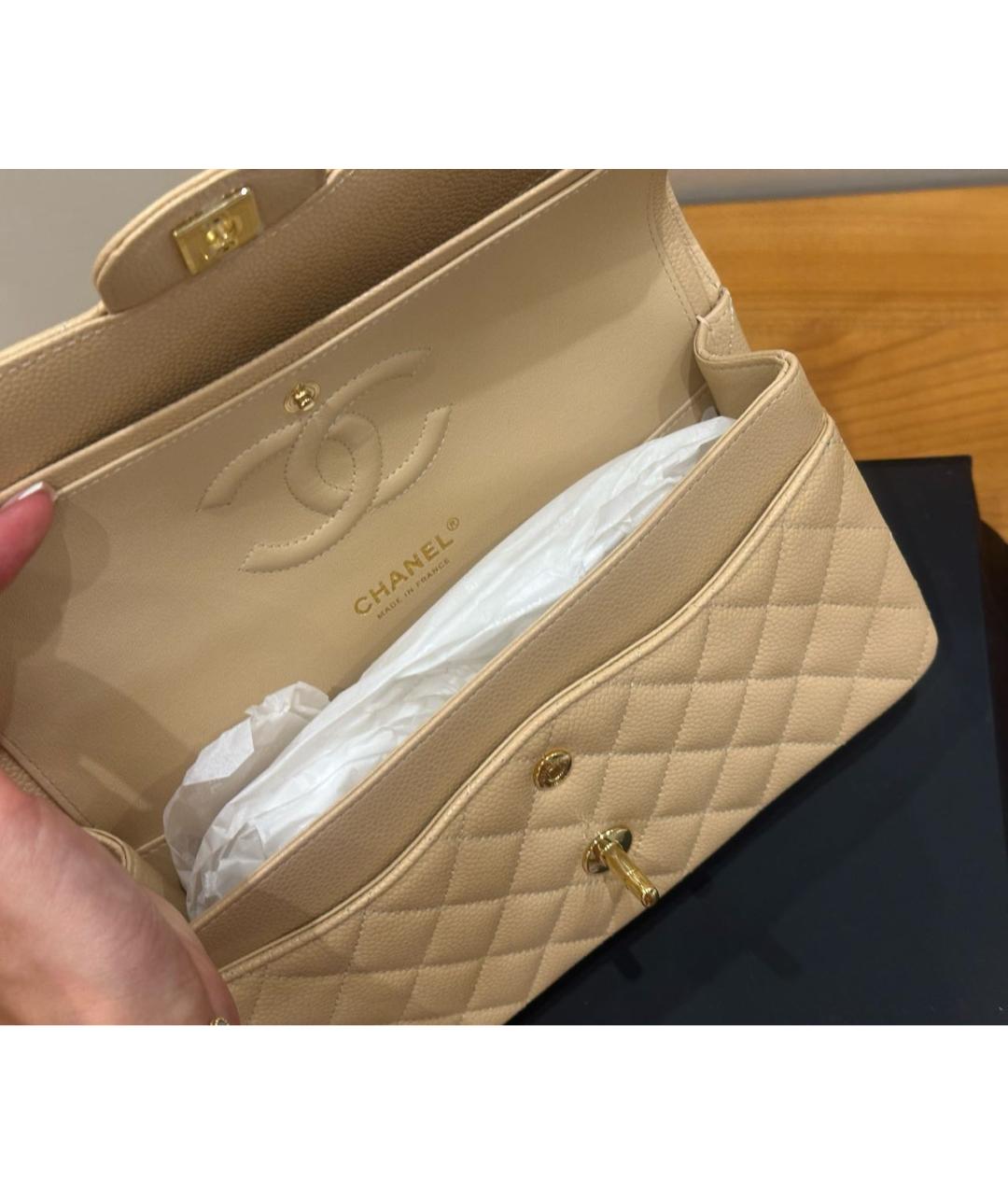 CHANEL Бежевая кожаная сумка через плечо, фото 5