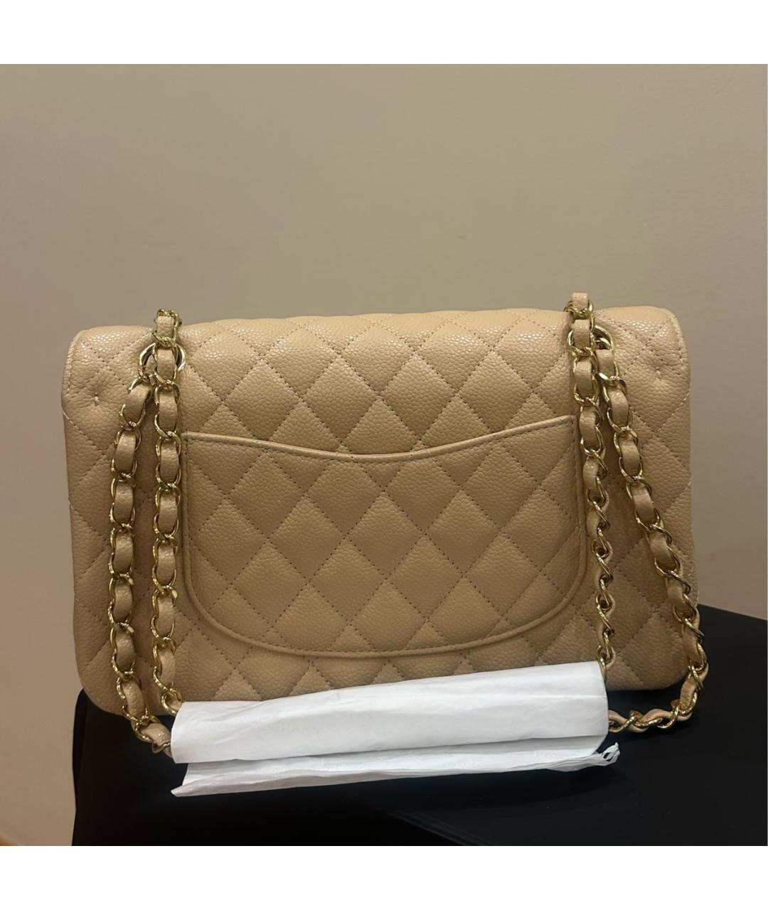 CHANEL Бежевая кожаная сумка через плечо, фото 3