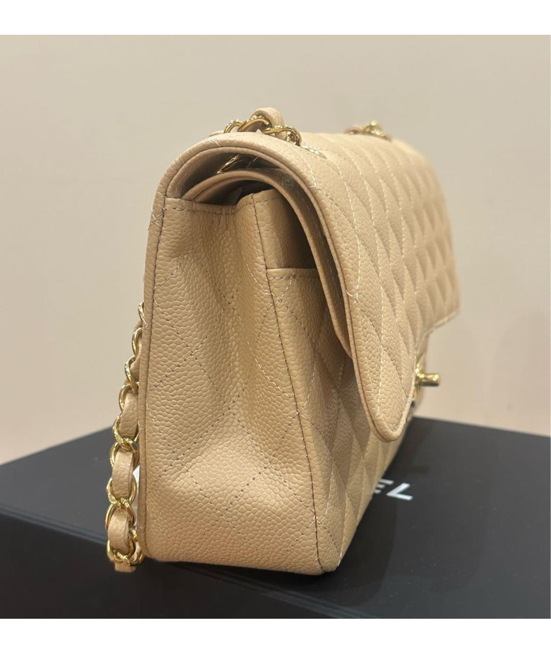 CHANEL Бежевая кожаная сумка через плечо, фото 2