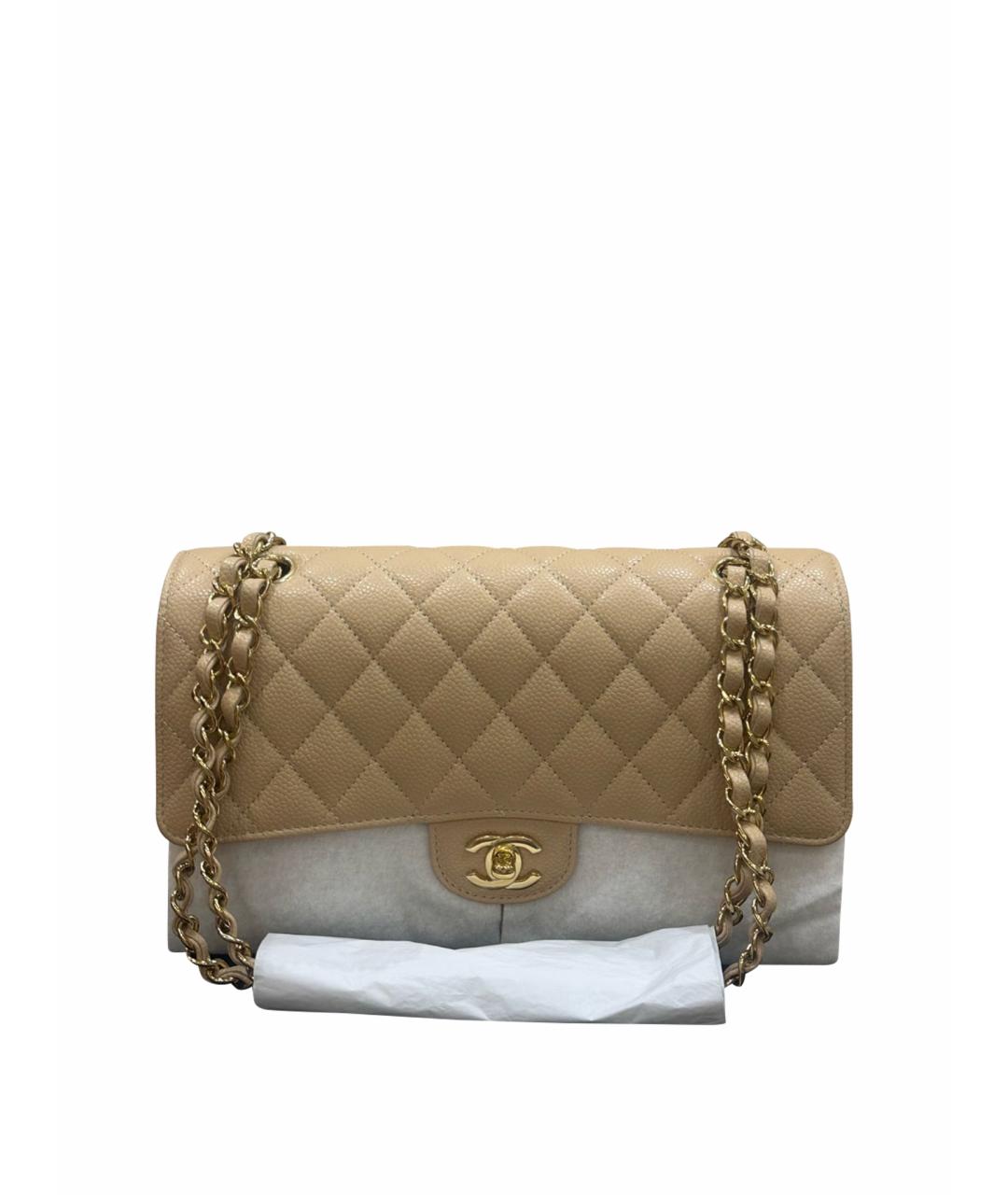 CHANEL Бежевая кожаная сумка через плечо, фото 1