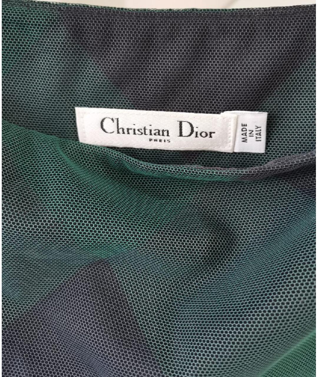 CHRISTIAN DIOR Зеленая шелковая юбка макси, фото 3