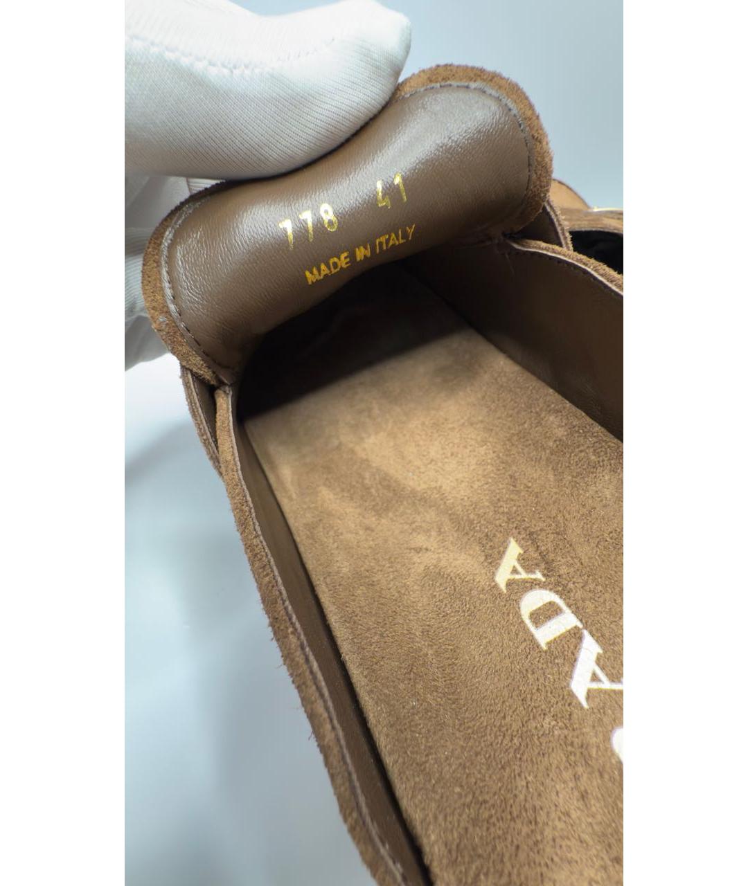 PRADA Коричневые замшевые мюли, фото 5
