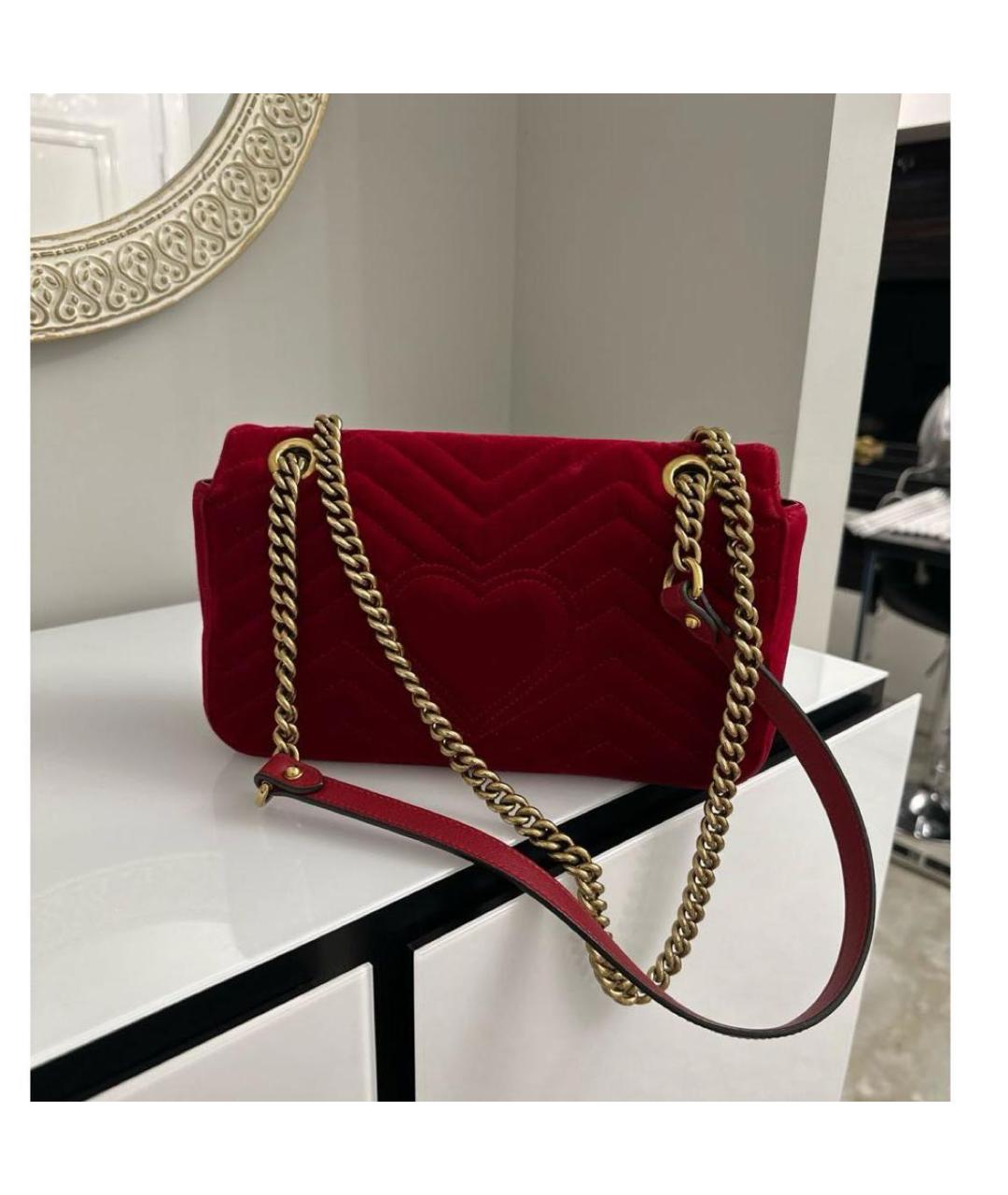 GUCCI Красная бархатная сумка через плечо, фото 2