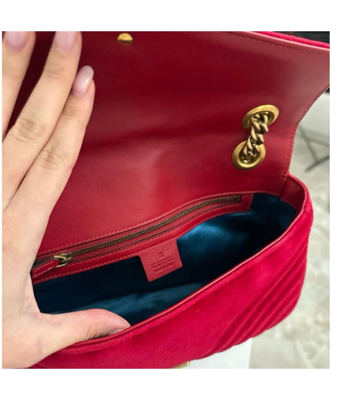 GUCCI Красная бархатная сумка через плечо, фото 3