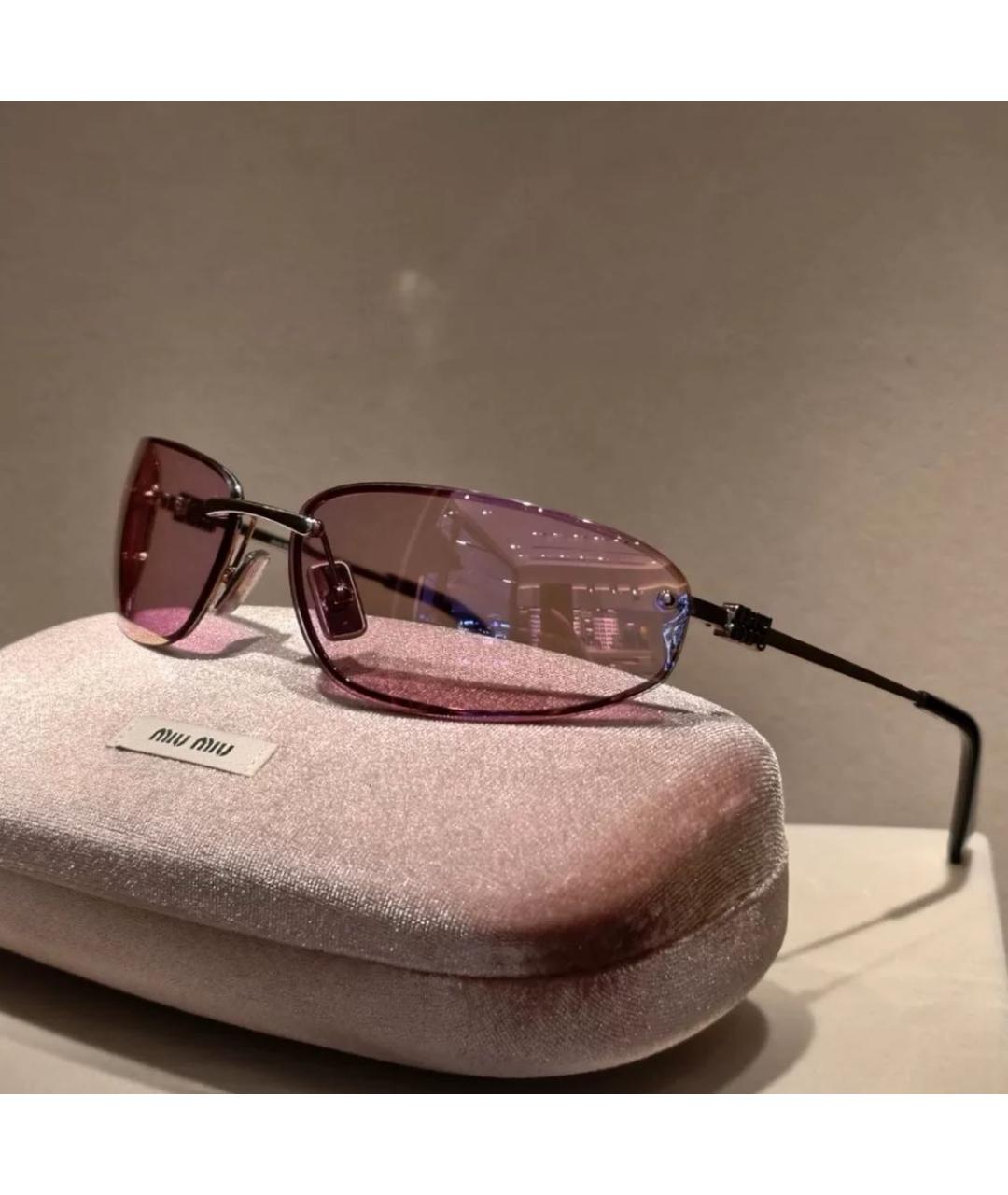 MIU MIU Розовые металлические солнцезащитные очки, фото 2