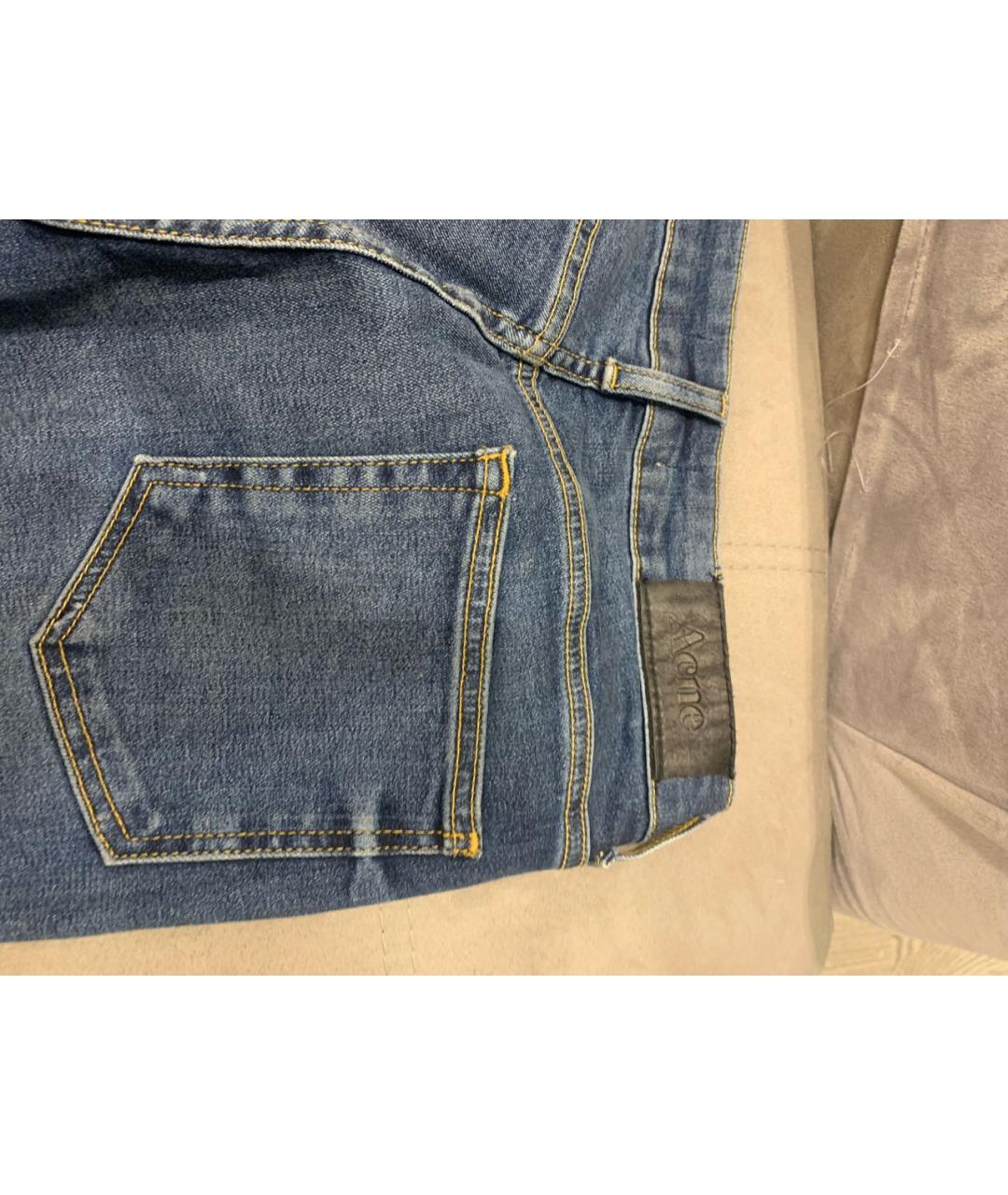 ACNE STUDIOS Голубые хлопко-эластановые прямые джинсы, фото 5
