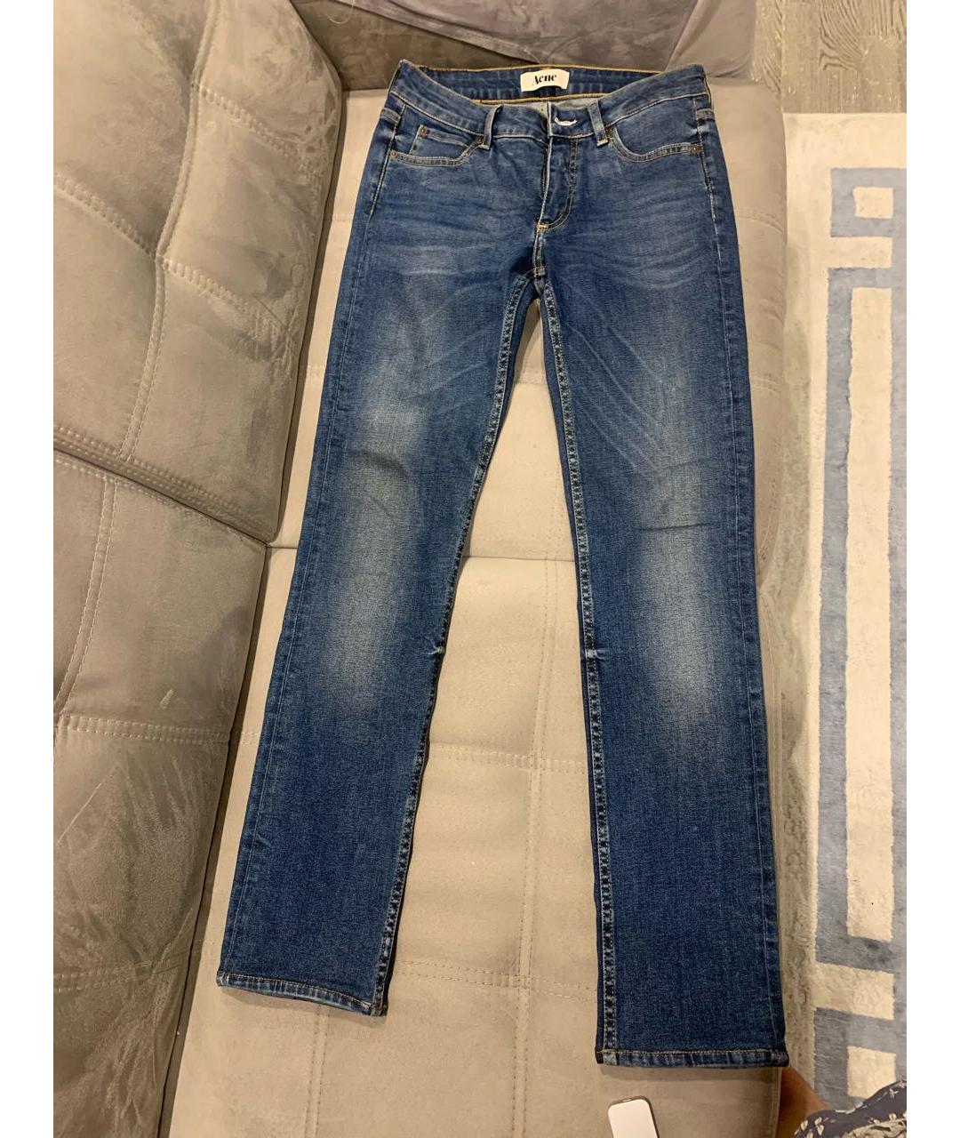 ACNE STUDIOS Голубые хлопко-эластановые прямые джинсы, фото 8