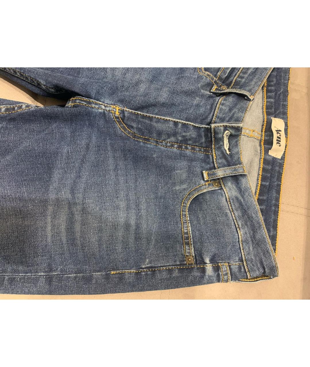 ACNE STUDIOS Голубые хлопко-эластановые прямые джинсы, фото 4