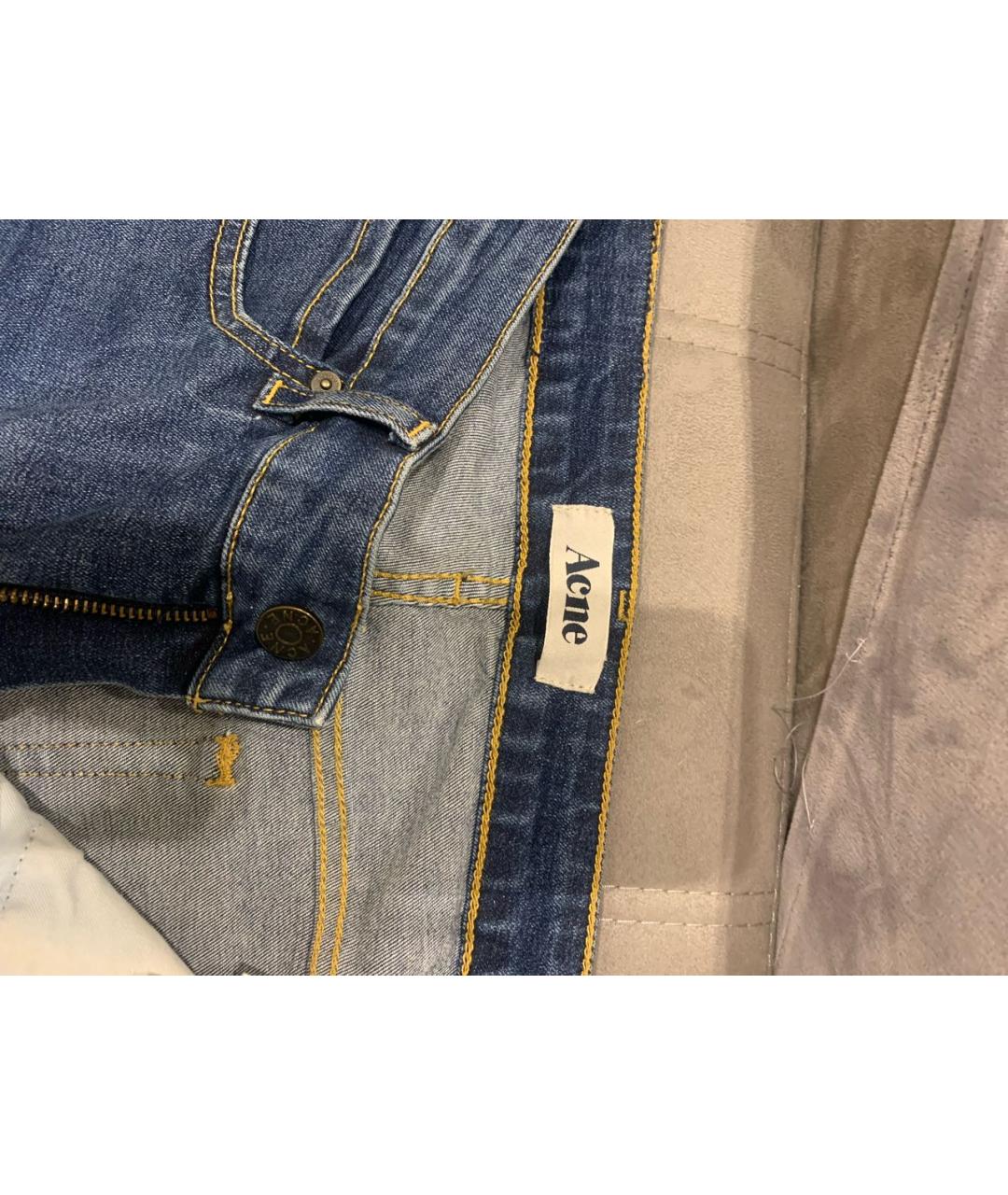 ACNE STUDIOS Голубые хлопко-эластановые прямые джинсы, фото 3