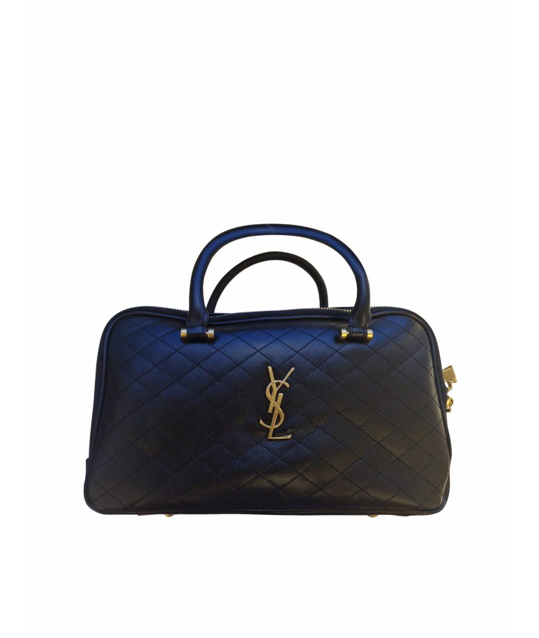 SAINT LAURENT Черная кожаная сумка тоут, фото 1