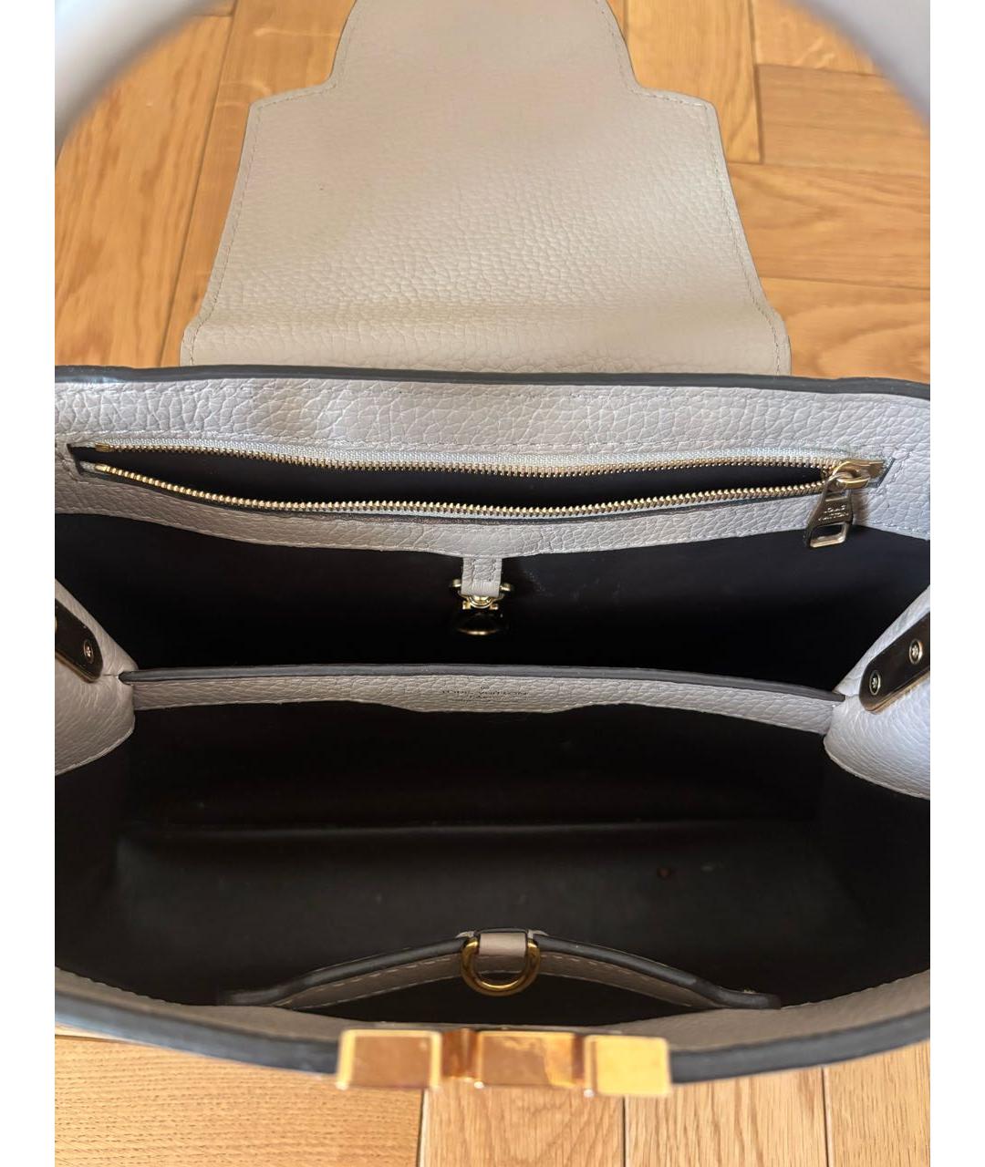 LOUIS VUITTON Бежевая кожаная сумка с короткими ручками, фото 4