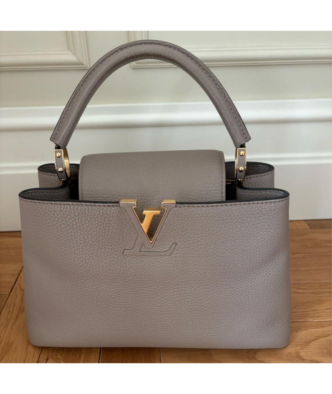 LOUIS VUITTON Бежевая кожаная сумка с короткими ручками, фото 7