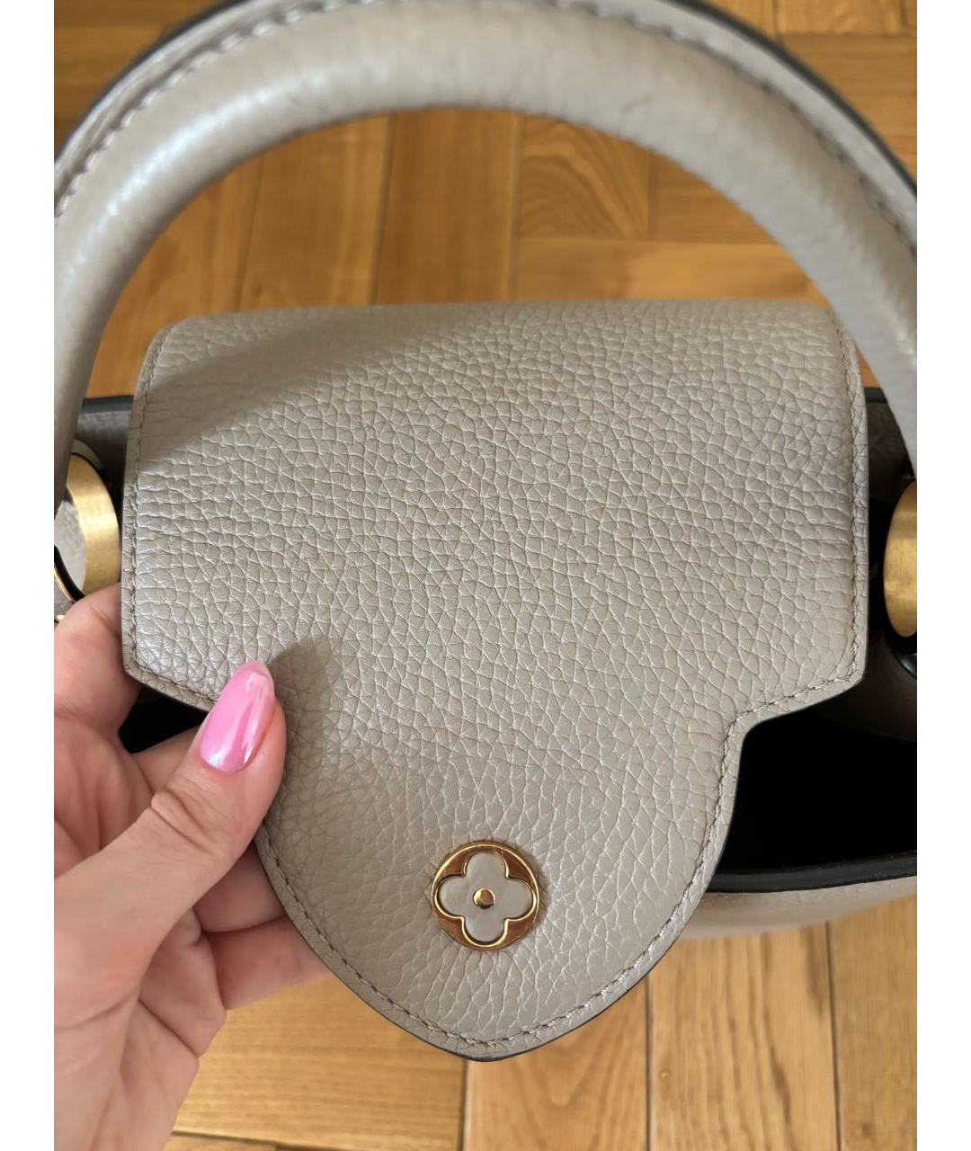 LOUIS VUITTON Бежевая кожаная сумка с короткими ручками, фото 6