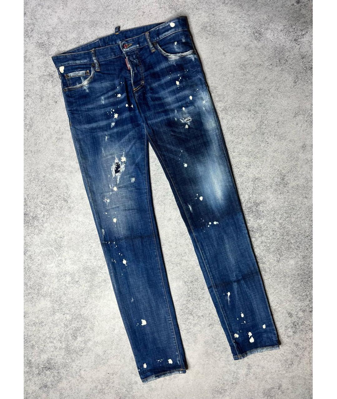 DSQUARED2 Синие хлопко-эластановые джинсы скинни, фото 9