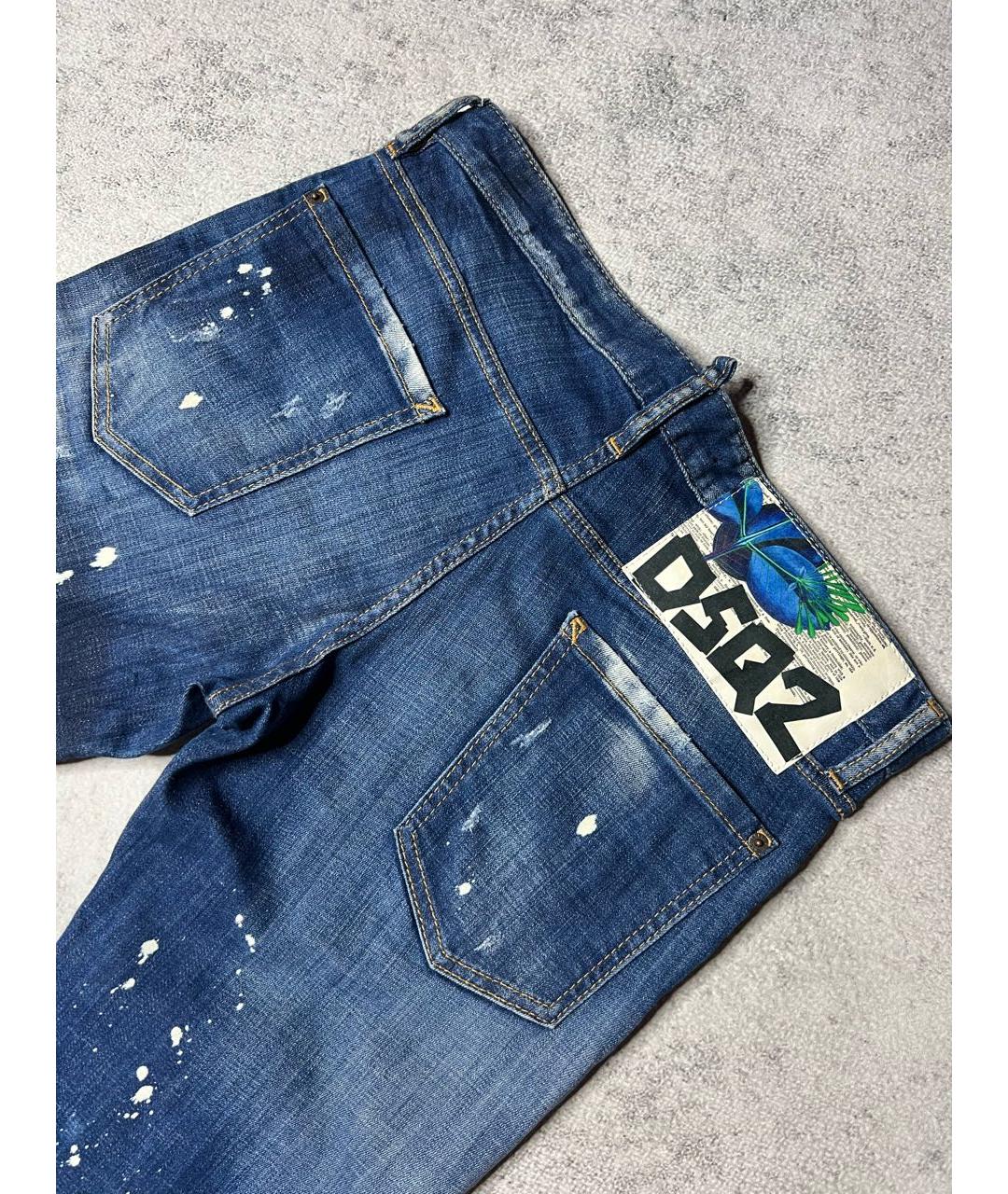 DSQUARED2 Синие хлопко-эластановые джинсы скинни, фото 7