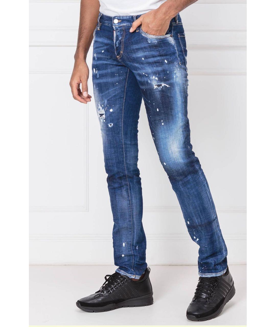 DSQUARED2 Синие хлопко-эластановые джинсы скинни, фото 3