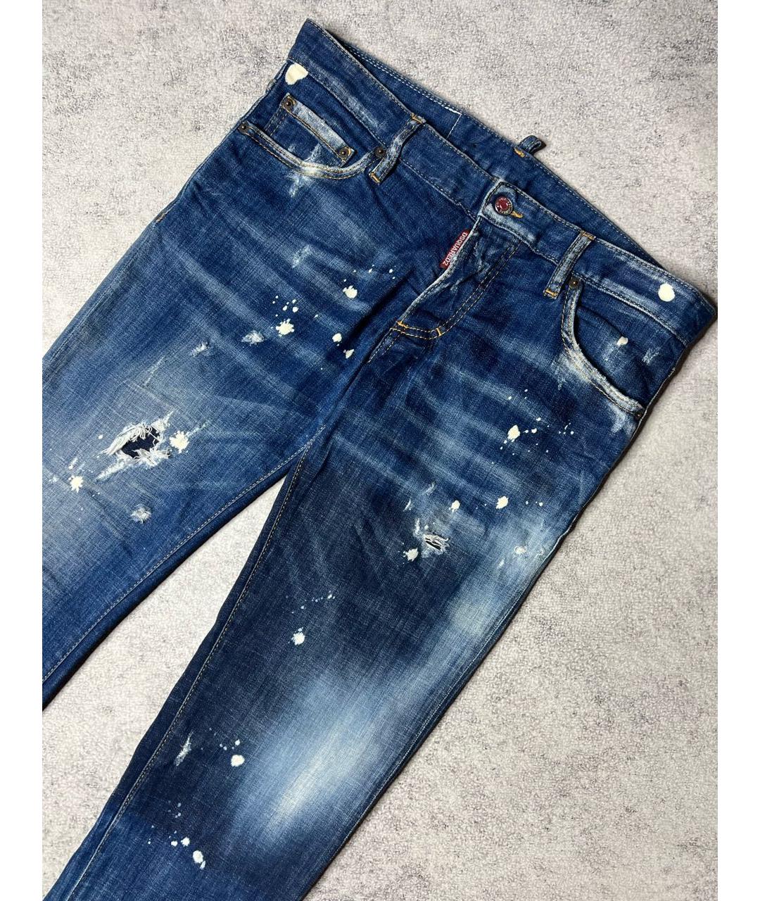 DSQUARED2 Синие хлопко-эластановые джинсы скинни, фото 4