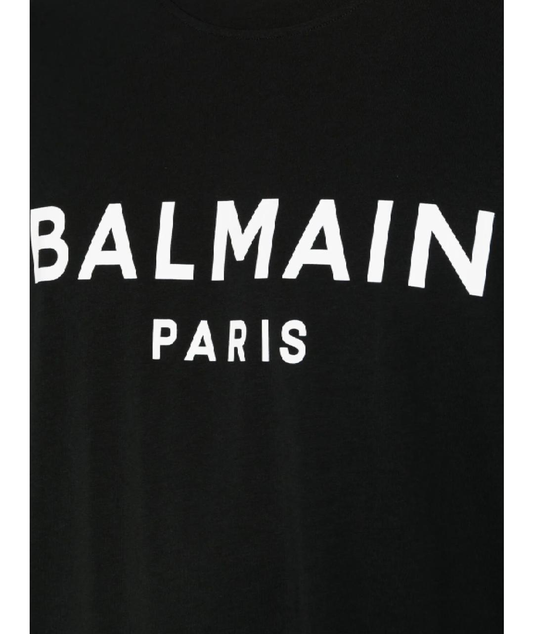 BALMAIN Черная хлопковая футболка, фото 2