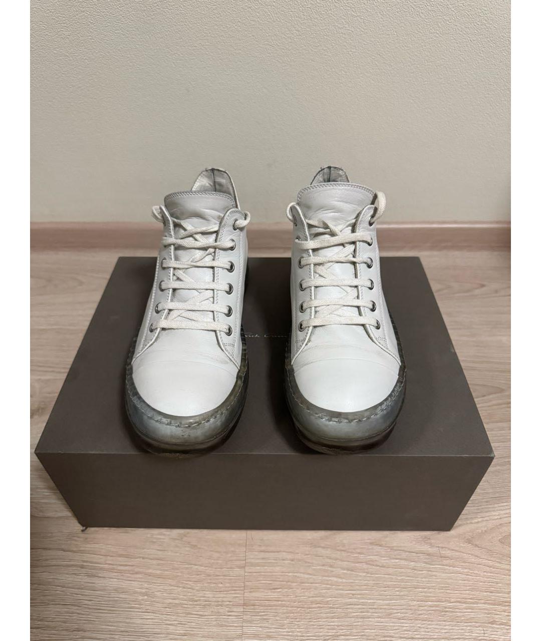 RICK OWENS Белые кожаные кеды, фото 2