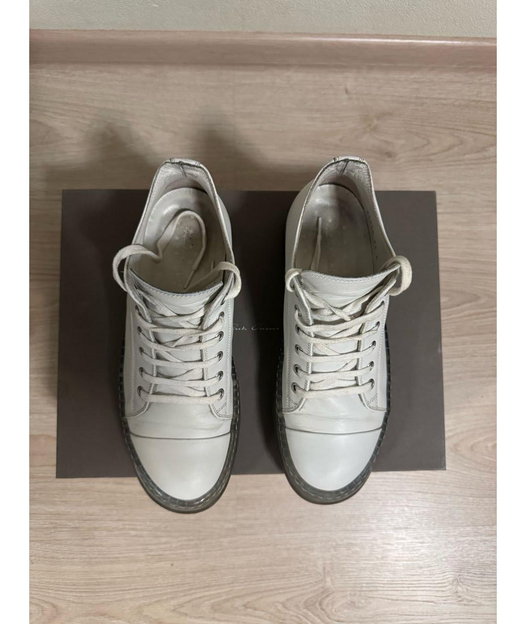 RICK OWENS Белые кожаные кеды, фото 3