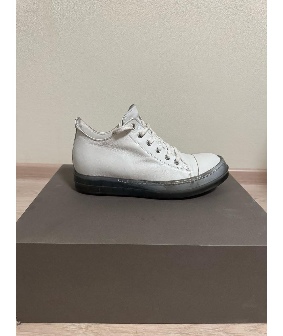 RICK OWENS Белые кожаные кеды, фото 7