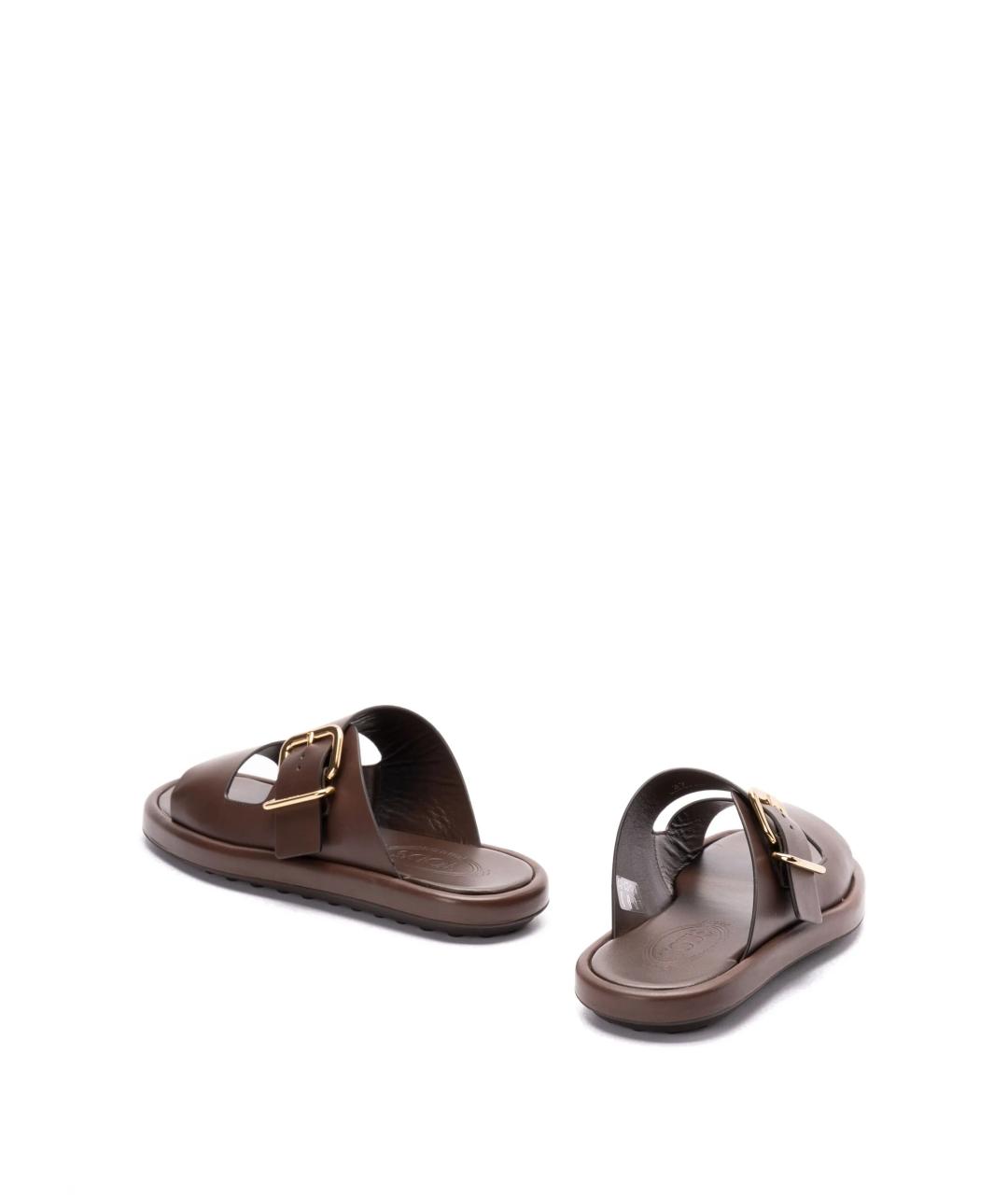 TOD'S Коричневые кожаные босоножки, фото 3