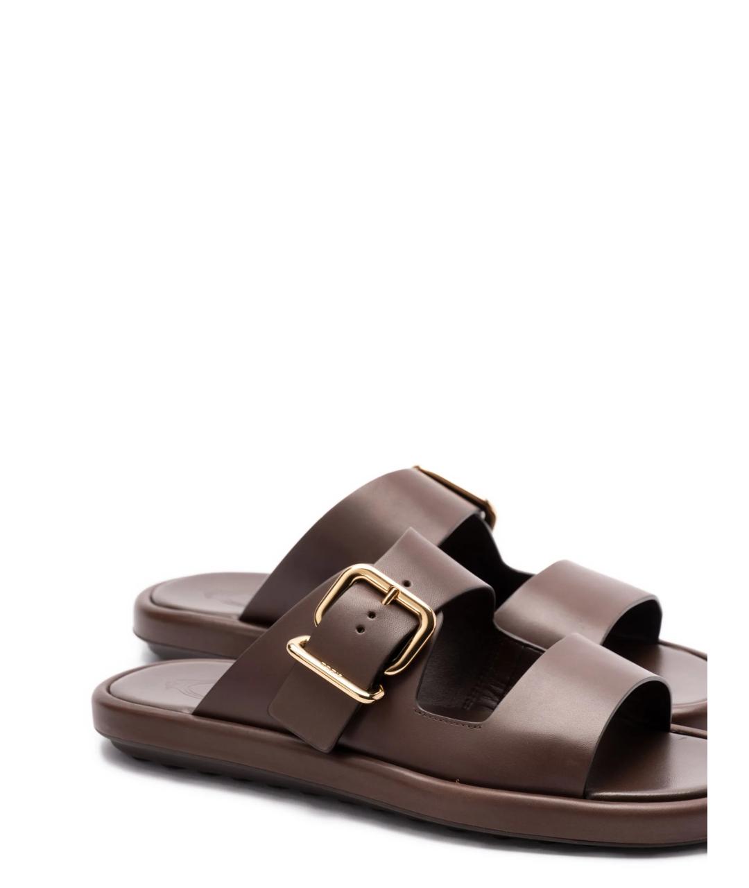 TOD'S Коричневые кожаные босоножки, фото 5