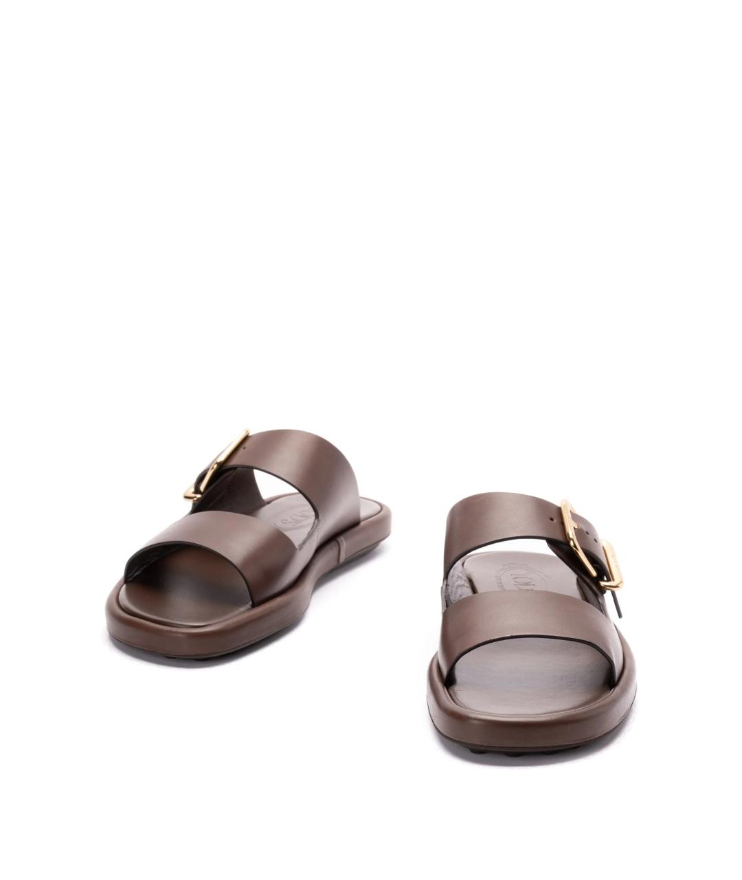 TOD'S Коричневые кожаные босоножки, фото 2