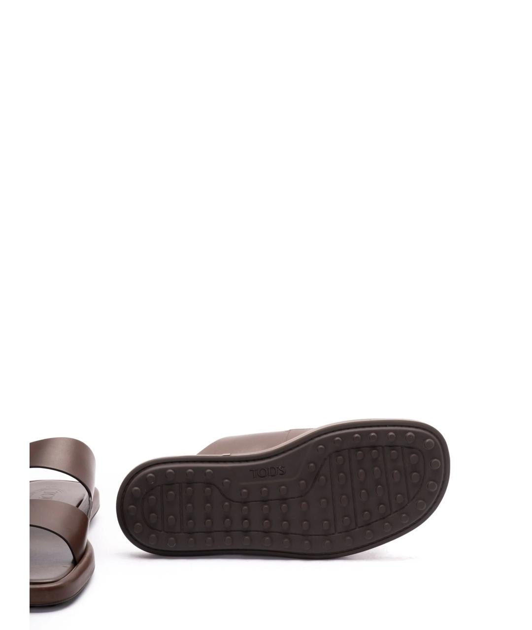 TOD'S Коричневые кожаные босоножки, фото 4