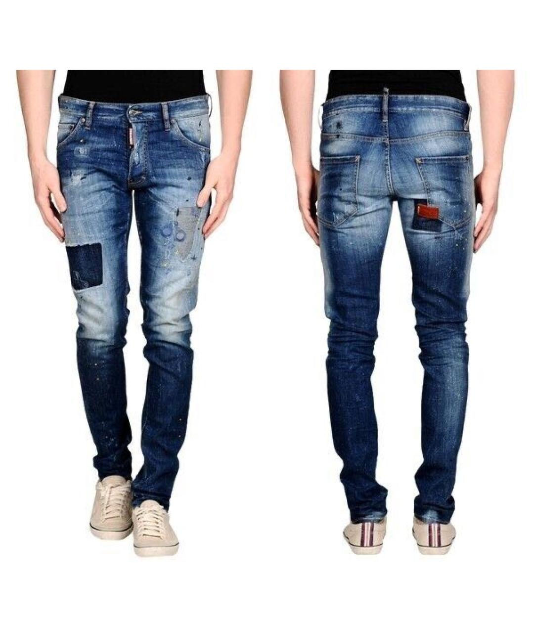 DSQUARED2 Синие хлопко-эластановые джинсы скинни, фото 8