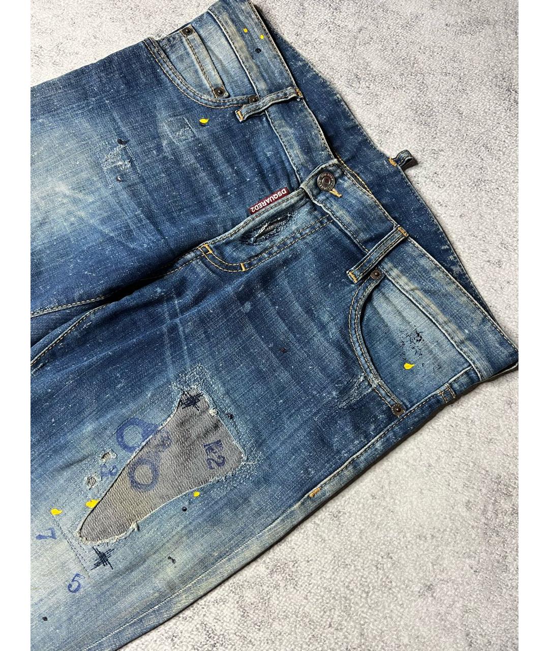 DSQUARED2 Синие хлопко-эластановые джинсы скинни, фото 4
