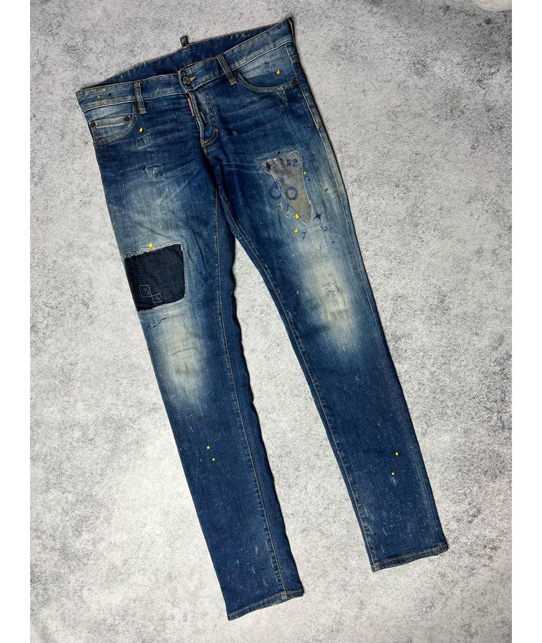 DSQUARED2 Синие хлопко-эластановые джинсы скинни, фото 9