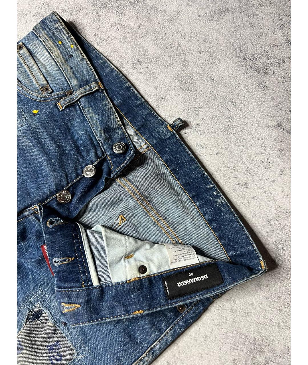DSQUARED2 Синие хлопко-эластановые джинсы скинни, фото 6