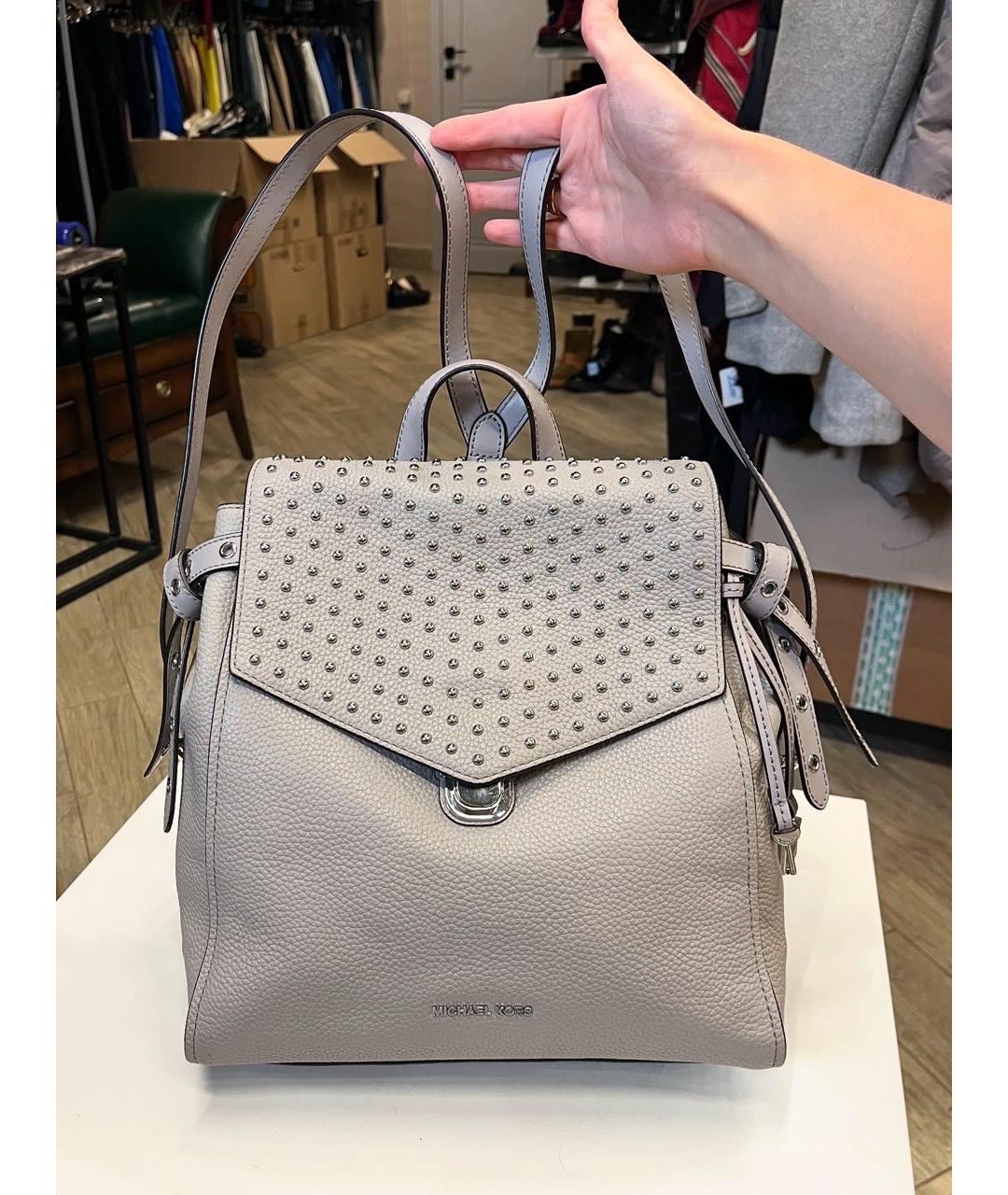 MICHAEL KORS Бежевый кожаный рюкзак, фото 9