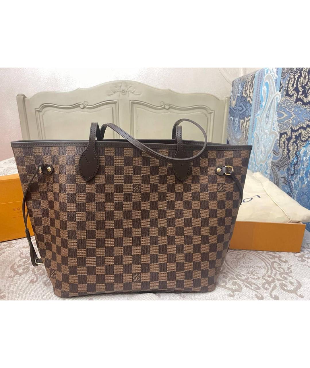 LOUIS VUITTON Коричневая кожаная сумка тоут, фото 6